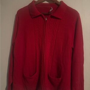 Alia Women's Bold Red Cable Knit Cardigan